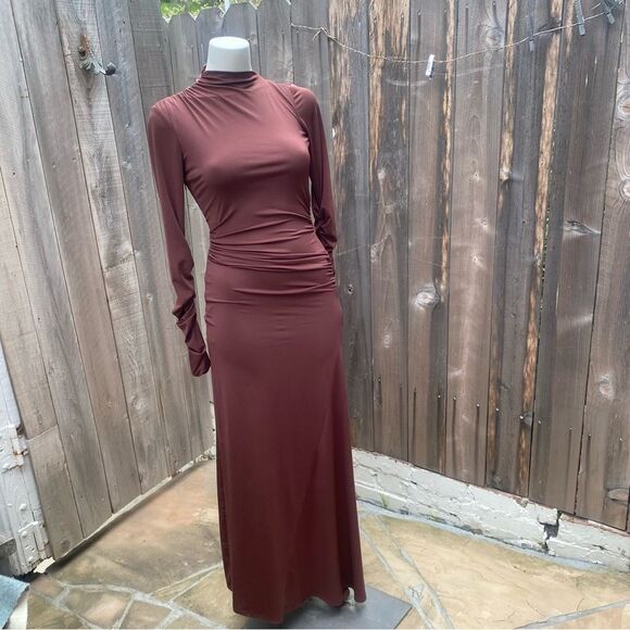 Zara Long Sleeve Mock Neck draped Bodycon Dress XS - Picture 7 of 13